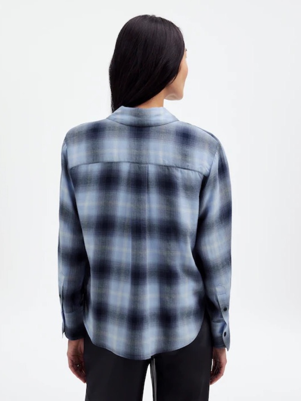 Madewell Easy Y-Neck Button-Up Shirt Size S EUC in Deep Indigo Flannel Comfy - Picture 3 of 15